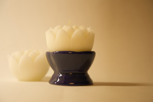 蓮の花ローソク 白 3